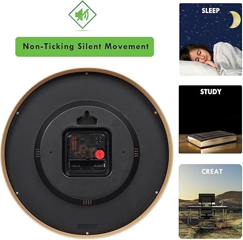 Miniatura 5 de Reloj de pared de 10 pulgadas, silencioso, decorativo, rústico, analógico, de cuarzo, funciona con pilas, para dormitorio, sala de estar, cocina,