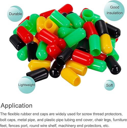 Miniatura 4 de MECCANIXITY 100 tapas de goma de 38 pulgadas (0.394 in), surtido de tapas de rosca de vinilo de PVC, tapas redondas de alambre para perno de