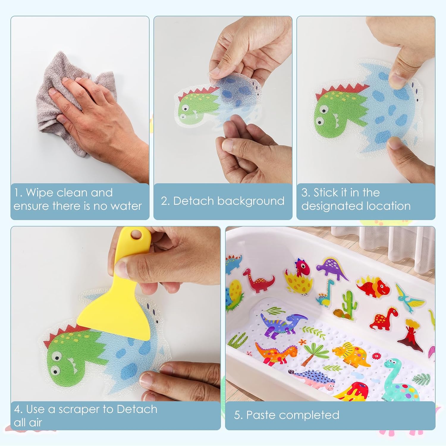 Forest Style Non Slip Bathtub Set with 40x16 Bath Mat 30 Pcs Shower Sticker