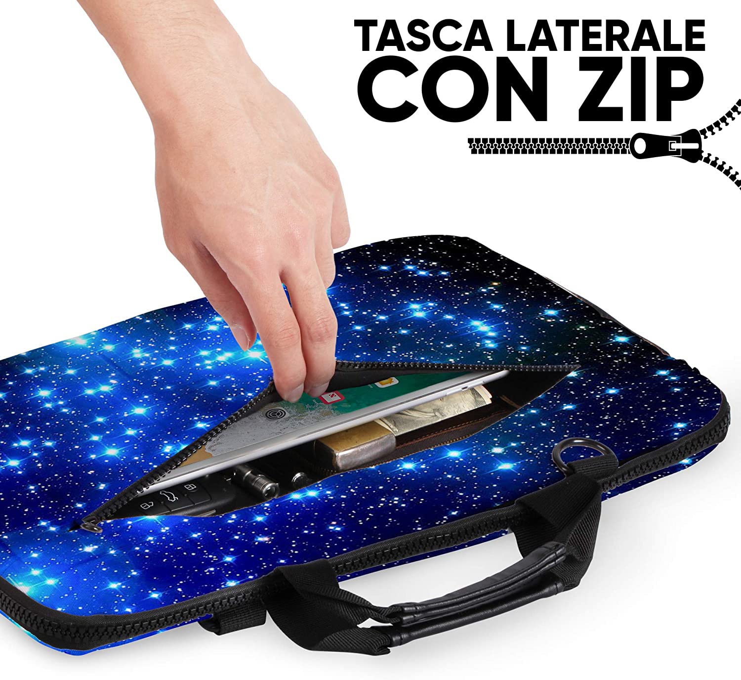 Rivacase, Borsa per laptop a 2 scomparti da 13,3 con tracolla rimovibile, Blu Rivacase, Borsa per laptop a 2 scomparti da 13,3 con tracolla rimovibile, Blu
