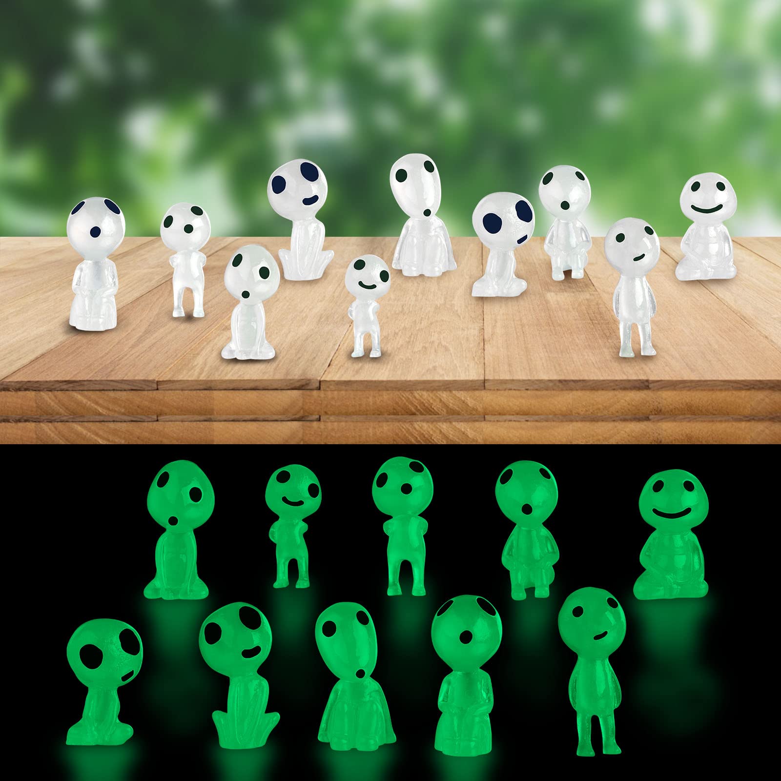 EEEKit 10pcs Luminous Tree Elves, Glow in the Dark Miniature Ghost Figures for Micro Landscape