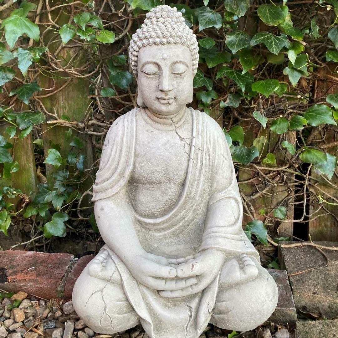 DGS STATUES – Stone Cast, Flexible Legs Meditating Buddha, Medium, Hand Finished, Statue, Sculpture