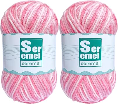 2 Pcs 2 * 48g/2 * 142yards Crochet/Knitting Rainbow Yarn,Multicolor Variegated 100% Acrylic Yarn,Crochet Yarn for Beginners,Soft Yarn for Crocheting Blanket Pink White Flower