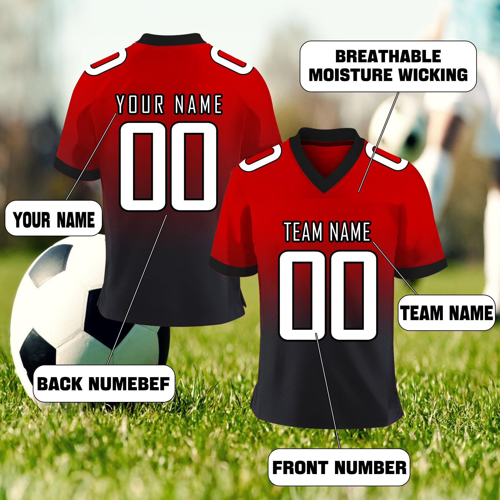 Personalized Football Jerseys Uniform Print Soccer Jersey Custom Your Team Name Number Color for Men Women Youth