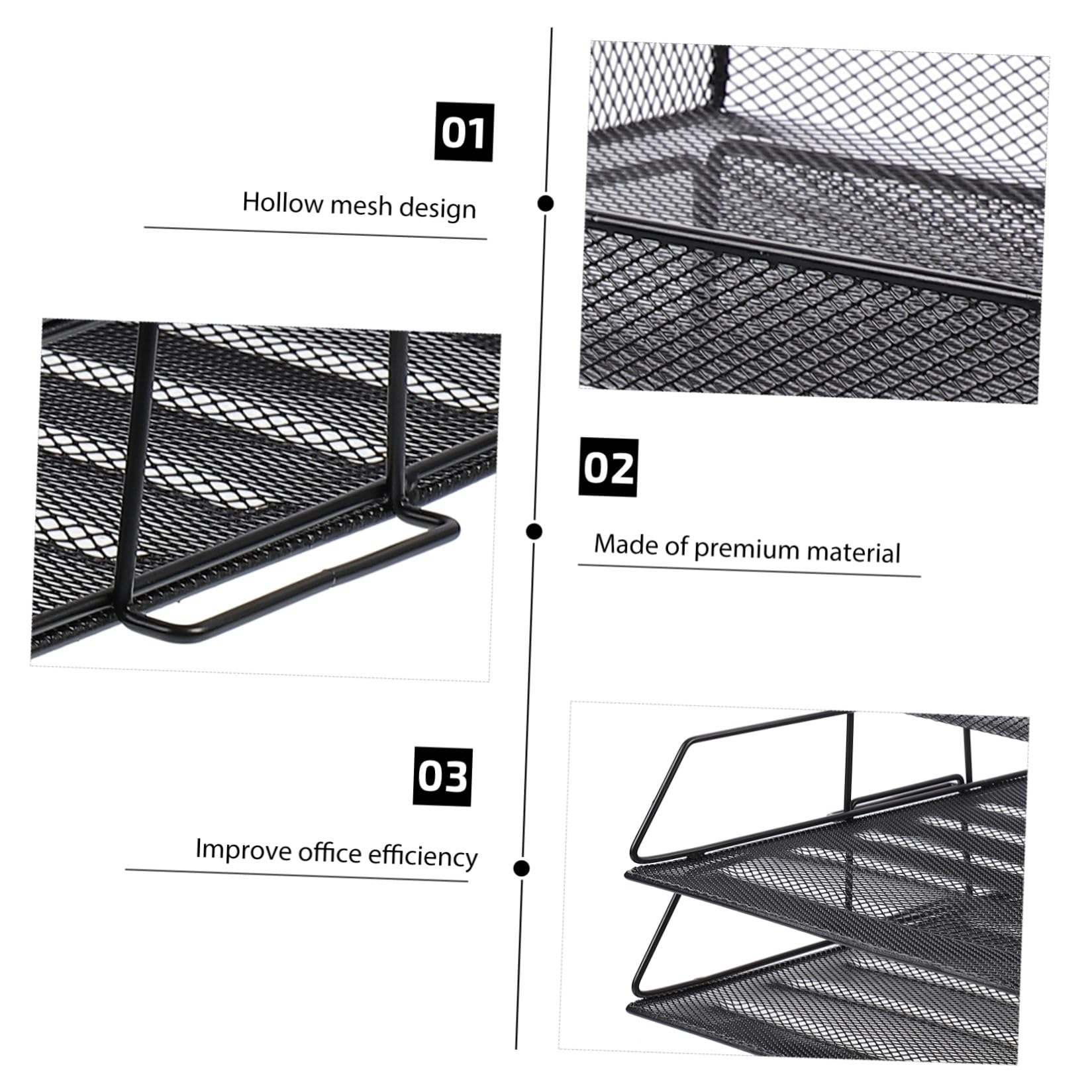 Portadocumenti da Scrivania in Metallo Nero Design a Rete Multipla, Organizzatore per File e Documenti Ufficio, Scaffale Portaoggetti Regolabile