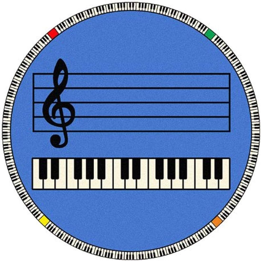 Kid Essentials Music & Special Needs Play Along Rug, Blue with Keys, 7'7" Round
