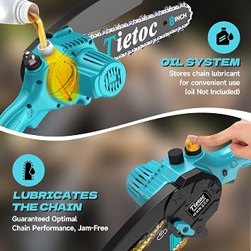 Mini Chainsaw Cordless, 8 Inch & 6 Inch Portable Electric Chainsaw,Battery Powered Handheld Power Chain Saw with 2 Batteries and Auto Oil,Gifts for Father, Dad, Husband, Men