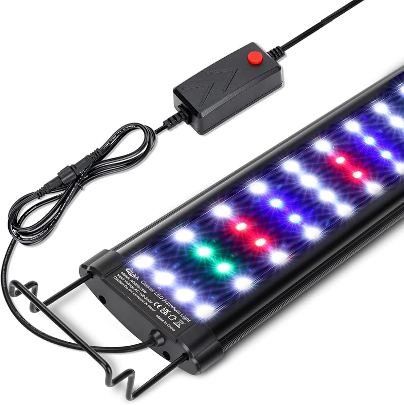 AQQA Aquarium Light,Full Spectrum LED Fish Tank Lights | 12"-54" Adjustable Multi-Color White Blue Red Green LEDs with Extendable Brackets,14W-31W for Freshwater Plants 14W (12"-18")