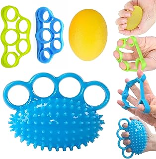 Pabbyeey 4 teiliges Handtrainer Set Fingertrainer Handgelenktrainer und Therapieball zur Rehabilitation bei Schlaganfall Arthritis und zum Griffkrafttraining