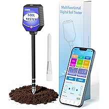 8-in-1 Soil Moisture Tester with APP Monitoring, Soil Moisture pH Meter, Light, Salinity, Fertility, EC, Temperature, Humidity Soil Test Kit for Garden, Farming, Lawns, Indoor &amp; Outdoor Plants.