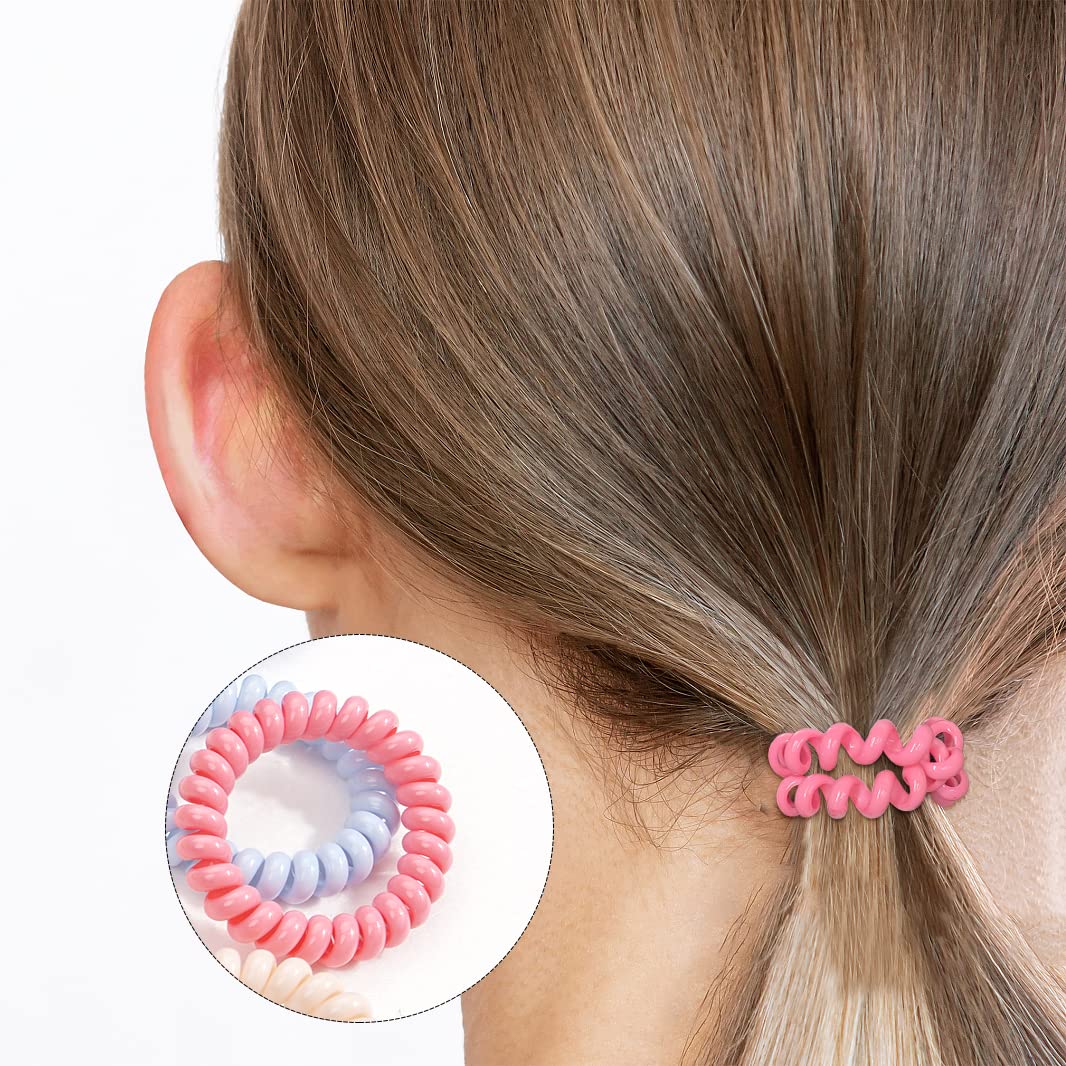 DED Paquete de 24 gomas elásticas para el pelo, en espiral, impermeables, para teléfono, accesorios para el cabello, para mujeres y niñas