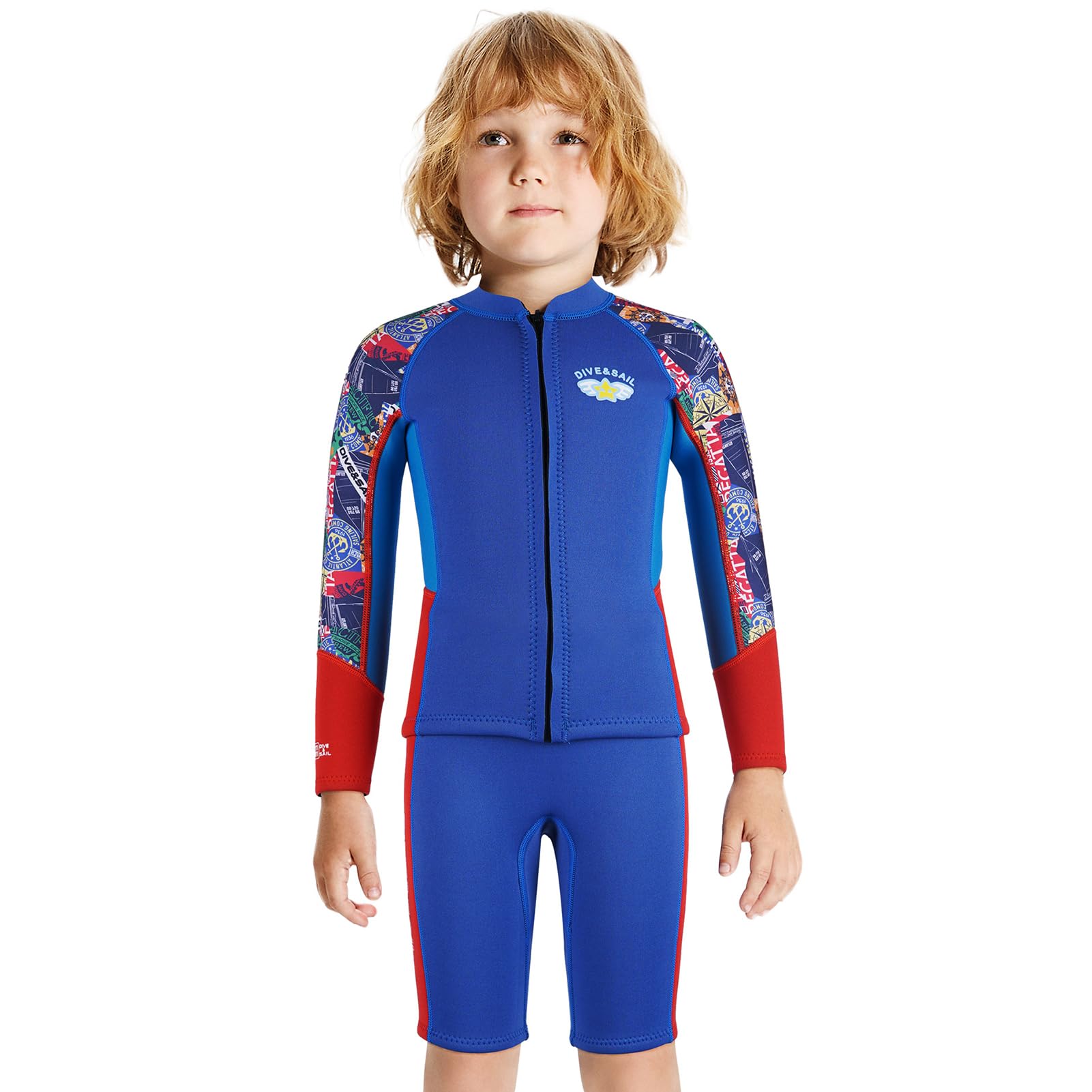 Combinaison de Plongée Enfant Garçon en Néoprène 2.5MM Maillot de Bain Chaud Costume de Surf de Protection Solaire