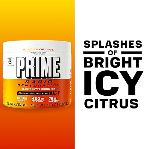 Miniatura 3 de Prime Rapid Rehydration Electrolyte Powder, Glacier Orange, Sugar Free Hydration Drink Mix with Sodium, Potassium, Magnesium & B Vitamins to