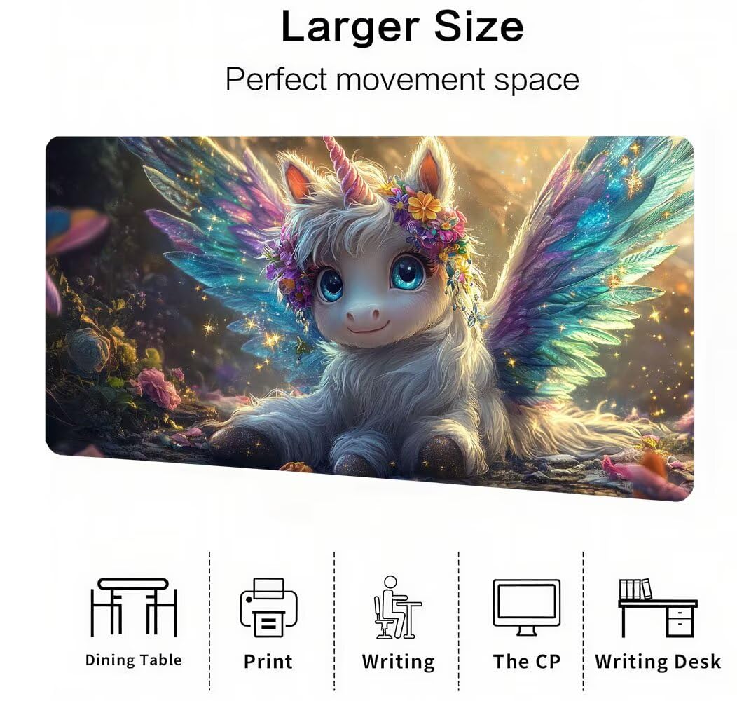 Podkładka pod mysz jednorożec, podkładka pod mysz XXL Animal 1200x600x3mm, duża podkładka pod mysz do gier, przyszyte krawędzie, antypoślizgowa gumowa podkładka pod mysz, do biura i gier, jako