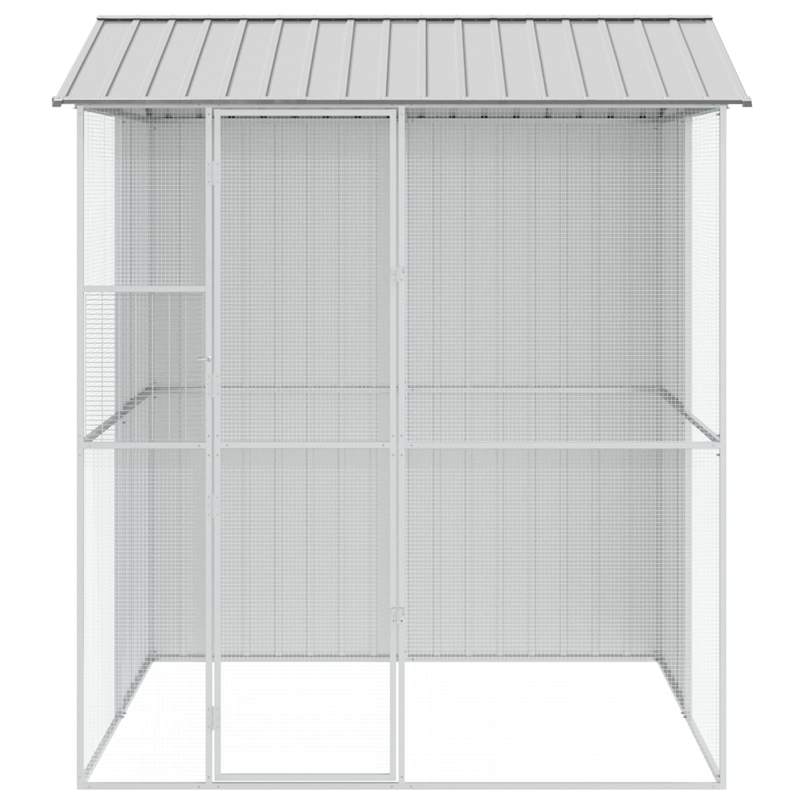 SKM Voliere Grau 215x210x247 cm Stahl,Tier- & Haustierbedarf,Haustierbedarf,Vogelbedarf,Vogelkäfige & -ständer,Grau,68.7KG,3325175