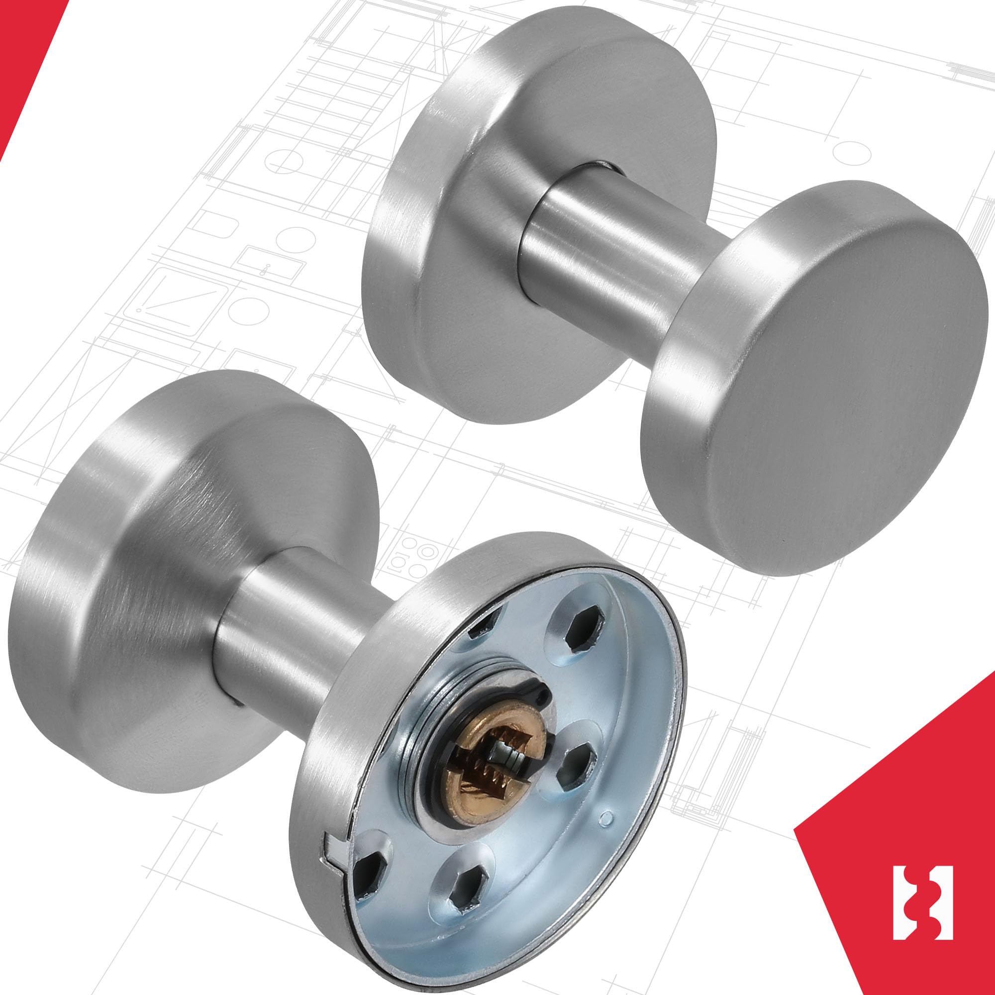 KOTARBAU® Bouton de Porte - Acier Inoxydable - Ø 50 mm - Argent - Poignée Fixe pour Porte D’Entrée et Intérieure