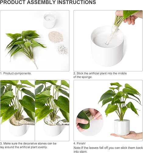 Miniatura 5 de Mkono Planta colgante falsa con maceta, plantas artificiales para decoración del hogar, maceta de hojas verdes sintéticas para interiores,