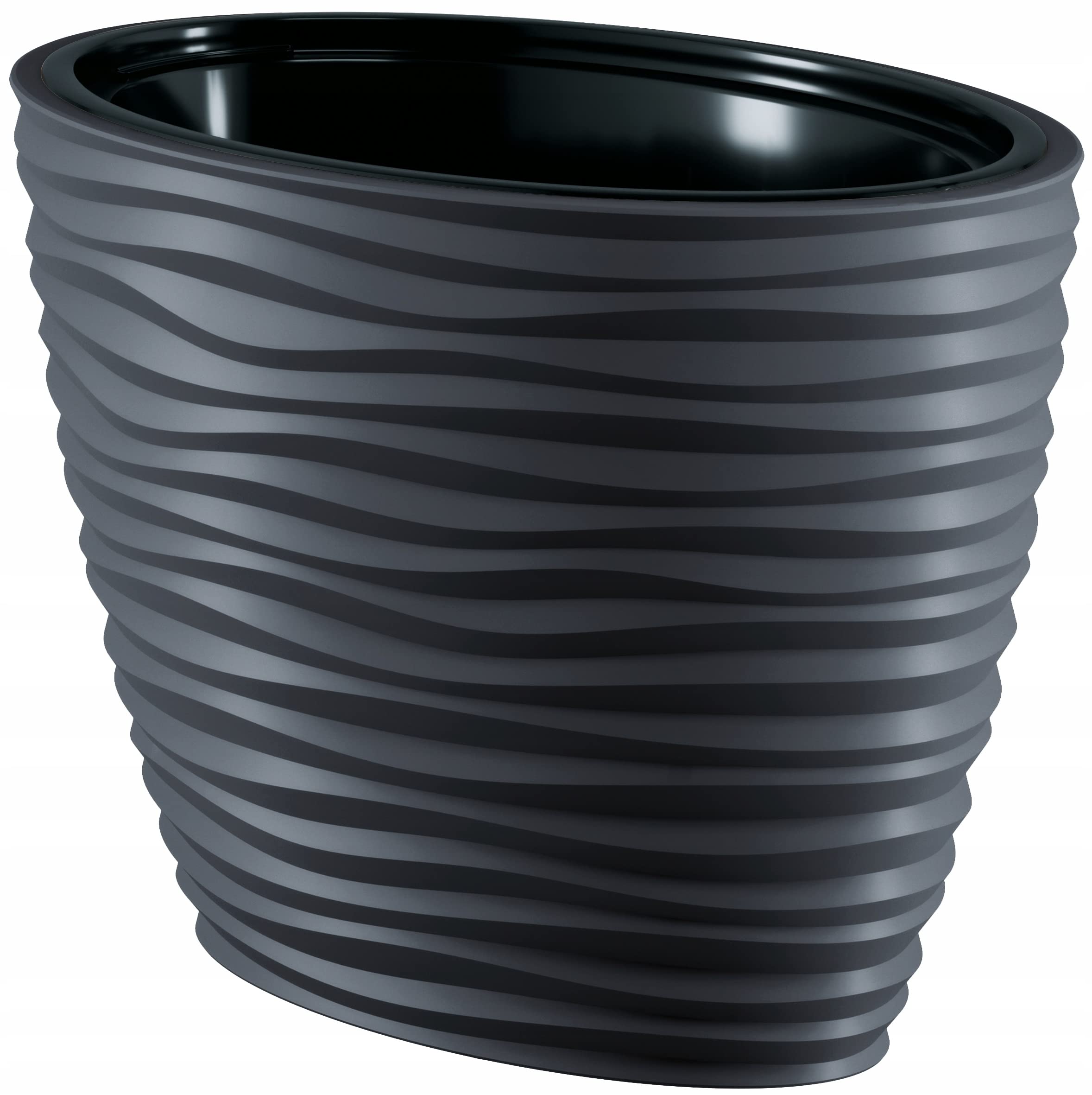 B2C Large Tall Plant Pot Oval Ellipse Dunes Flower Indoor Garden Patio Planter (40cm (Plastic), Anthracite)