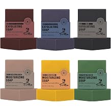 Mens Soap Bar Set of 6 Natural Bar Soap 4-in-1 Moisturizing & Exfoliating Soap for Face, Body, Hands, Shave Gift for Men All Skin Type 6 Different Scents 3.5 oz of 6 Bars