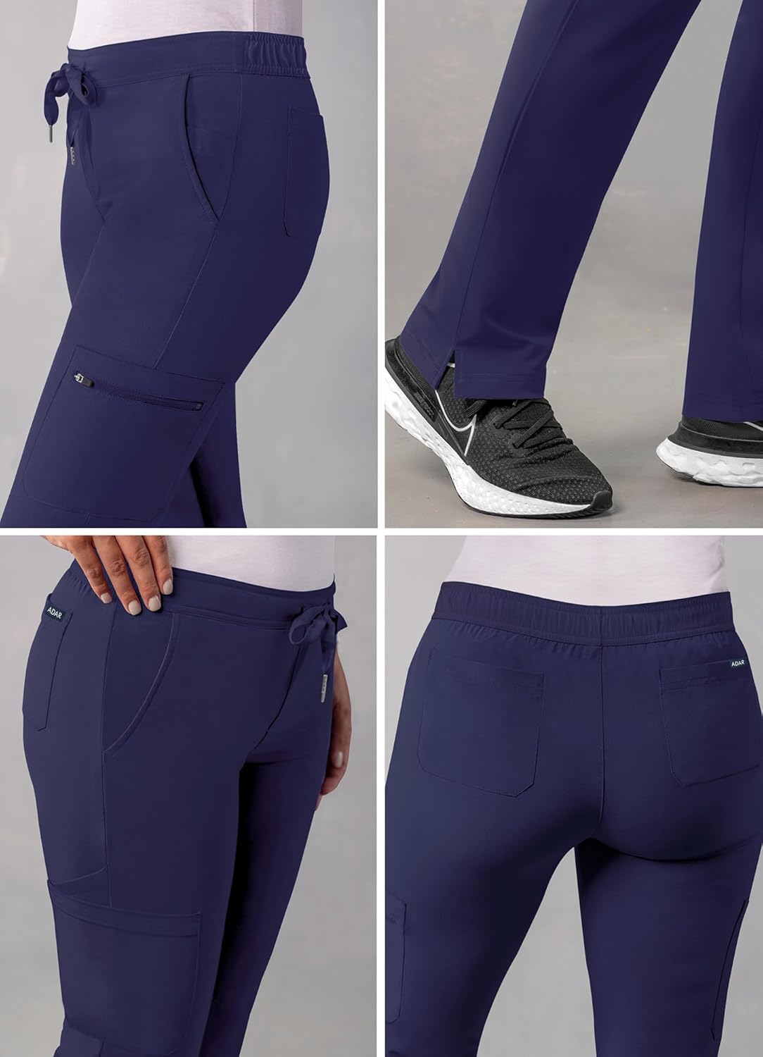 Adar Addition Scrubs for Women - Skinny Leg Cargo Drawstring Scrub Pants - Image 4