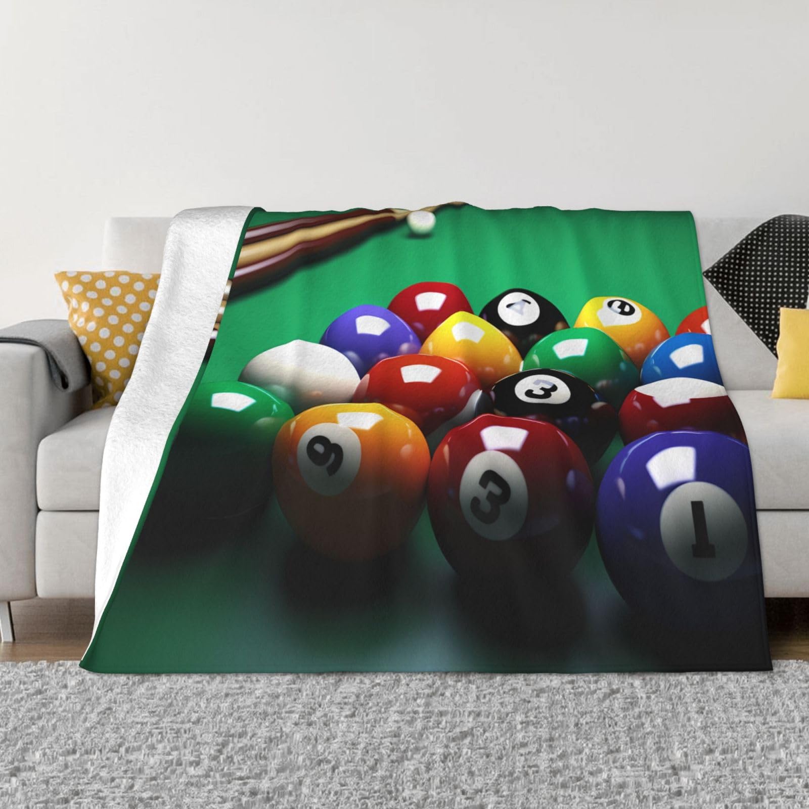 KLOPH Billiards Throw Blanket 40"x30" Flannel Fluffy Warm Blanket for Couch, Reversible Plush Blankets for Bed, Comfy Fuzzy Blanket for Sofa, Plush Lightweight-Blankets for All Season