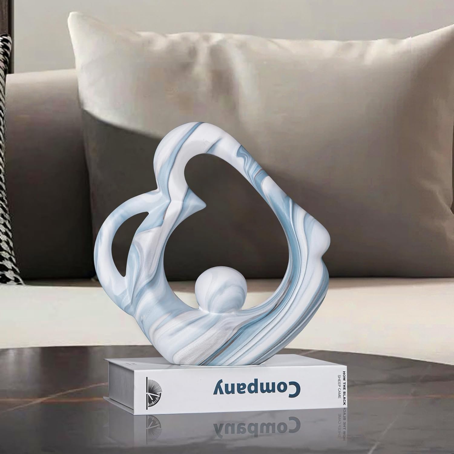 Sculptures Home Decor Ceramic Statue, Blue Sculpture Living Room Table Decor, Shelves Decor Dining Room Table Centerpieces, Abstract Art Coffee Table Decoration, Heart Decor