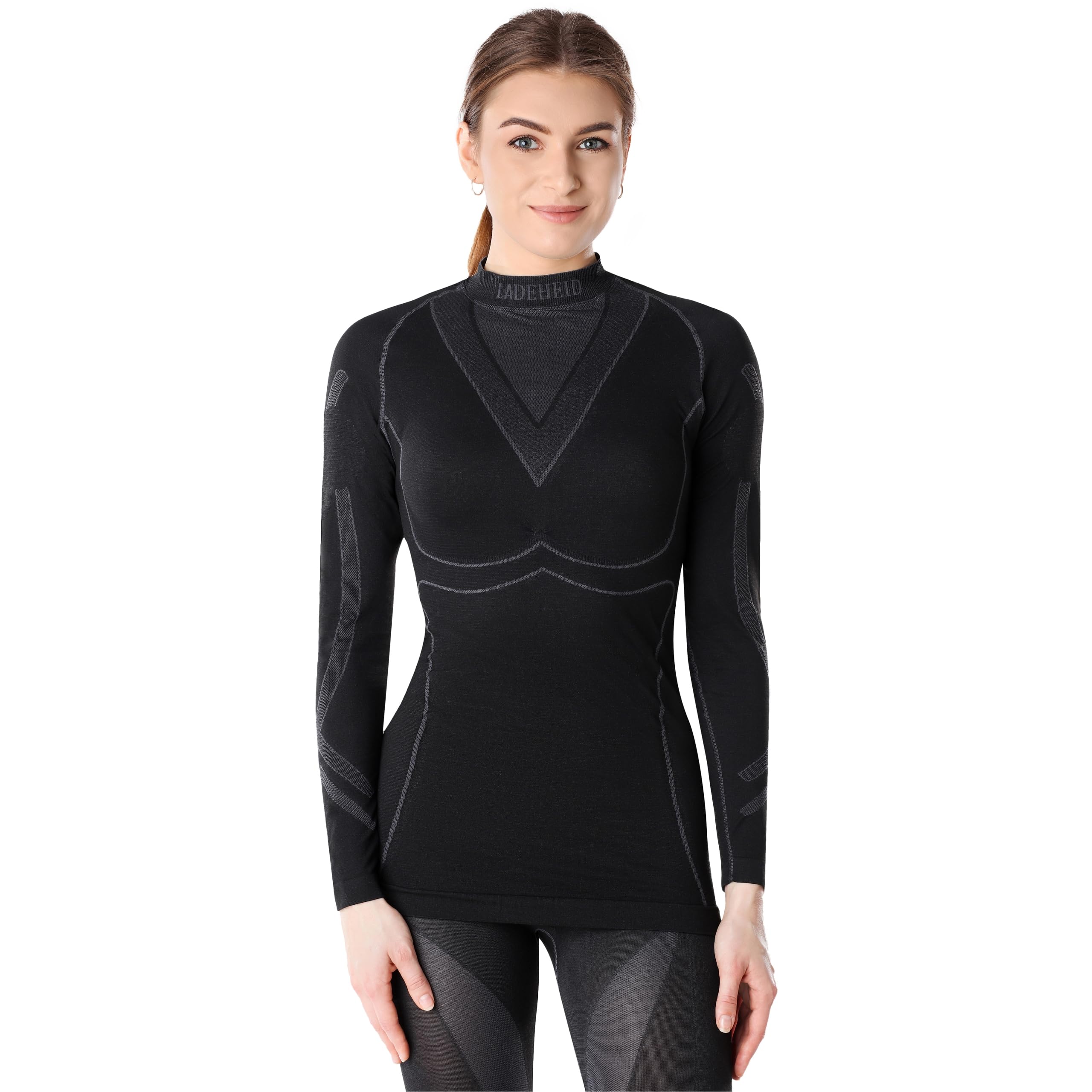 Ladeheid Thermounterwäsche Damen Funktionsunterwäsche Langarm Shirt Thermoaktiv LAGI004