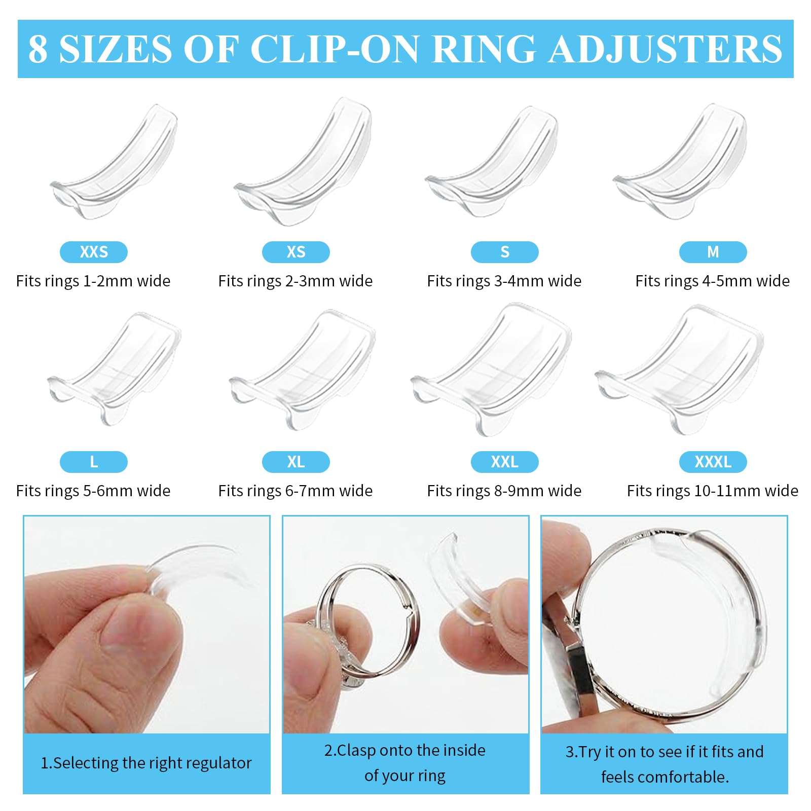 Amexo 36 Piezas Ajustador de Tamaño de Anillo para Anillos Sueltos Reductor Anillo Invisible Protectores de Anillo para Mujeres y Hombres Ajustador Anillo Transparente Apto Para Todos Anillos
