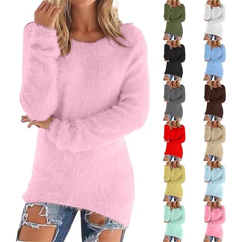 Tunic Sweaters for Women Casual Fleece Fuzzy Faux Shearling Winter Warm Outwear Sweatshirt Shaggy Coat Cute Hoodie
