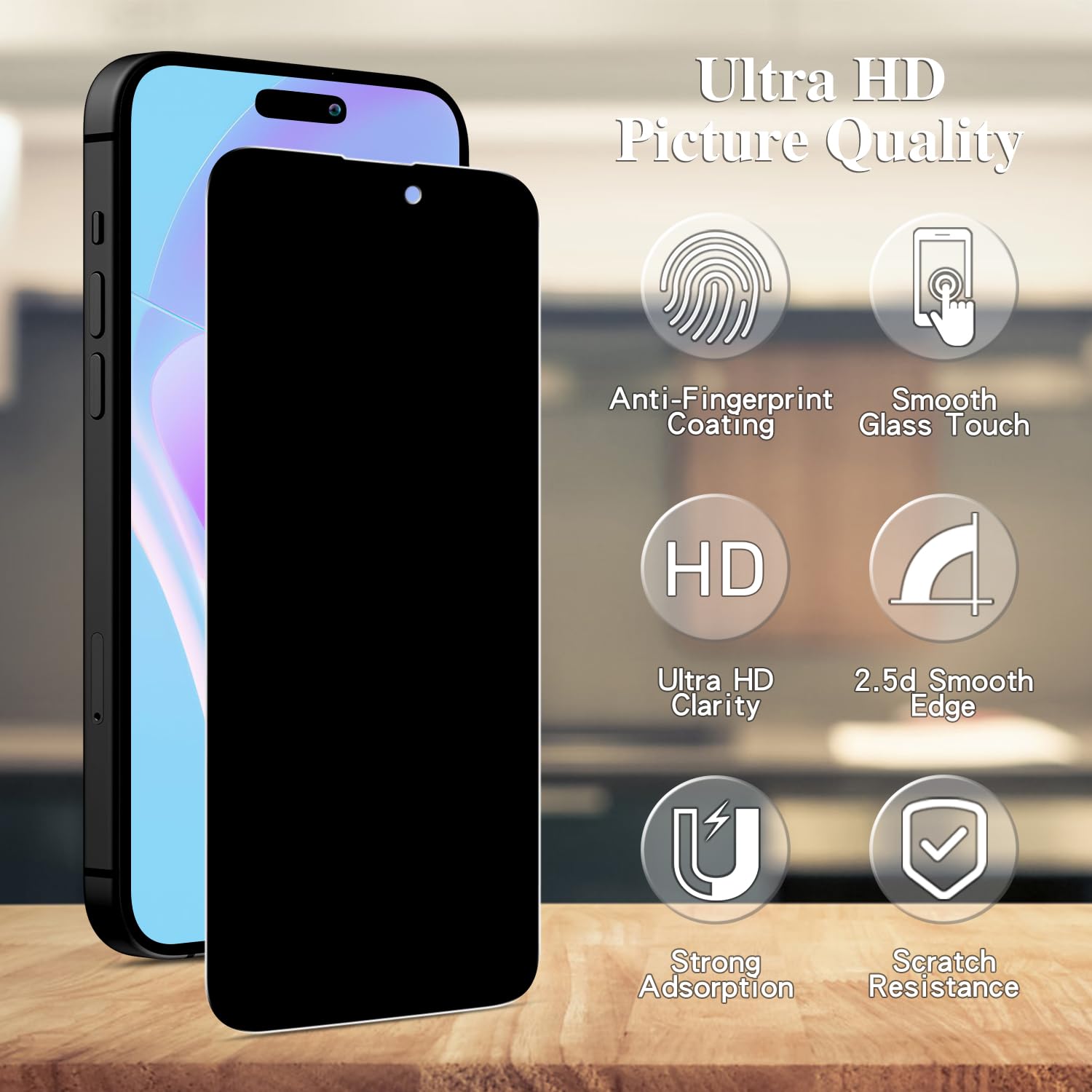 Pokolan Blauer Sichtschutz Für IPhone 15 – Displayschutzfolie Mit Blendschutz, Blau Getönt, 2 Stück