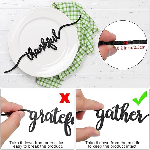 Miniatura 4 de Jetec 24 tarjetas recortadas de madera con texto en inglés "Grateful Blessed Gather", decoración de pared de madera rústica sin terminar para