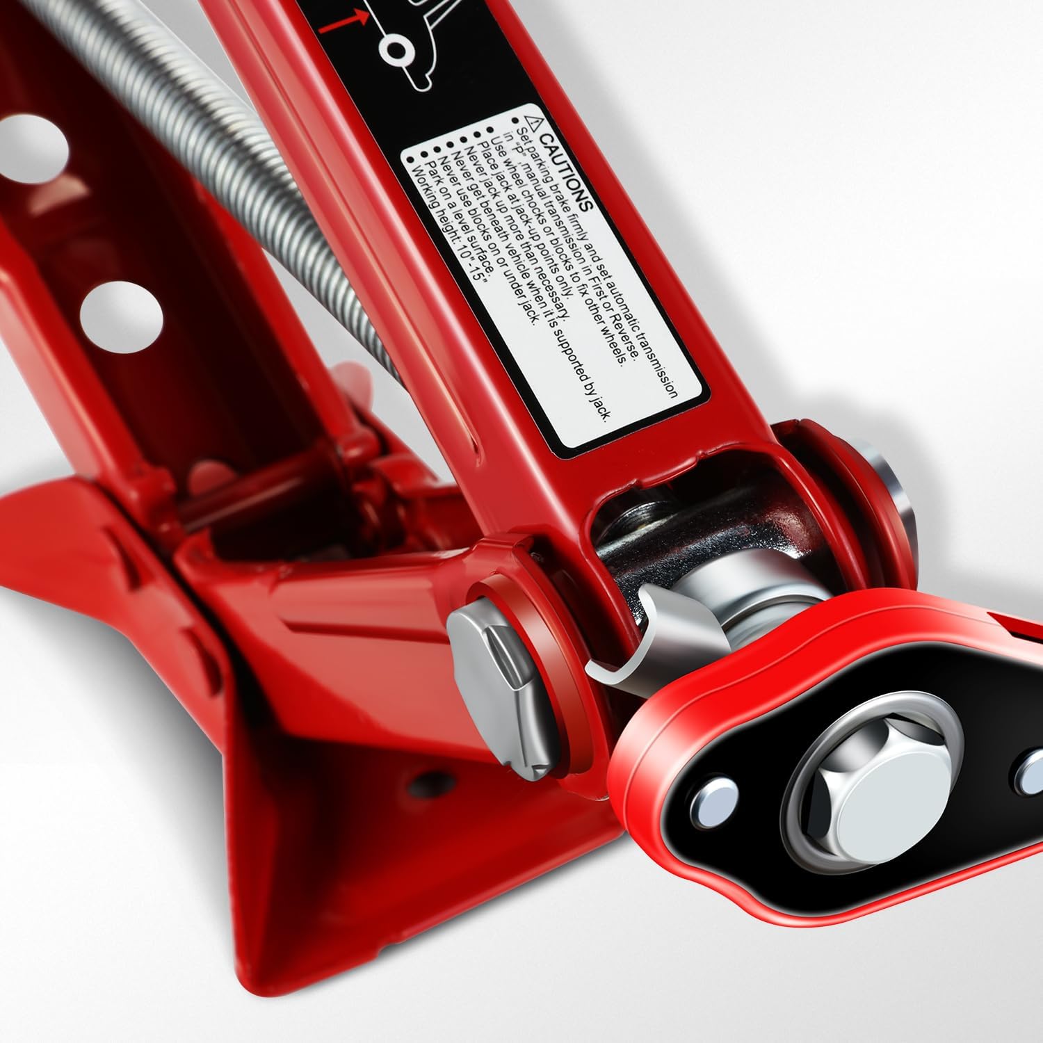 DNA Motoring 1.5 Ton (3,306 lbs) Scissor Lift Jack with Labor-Saving Ratchet Wrench for Most Cars, 4'' - 15.2'' Lifting Range, Red, TOOLS-00477