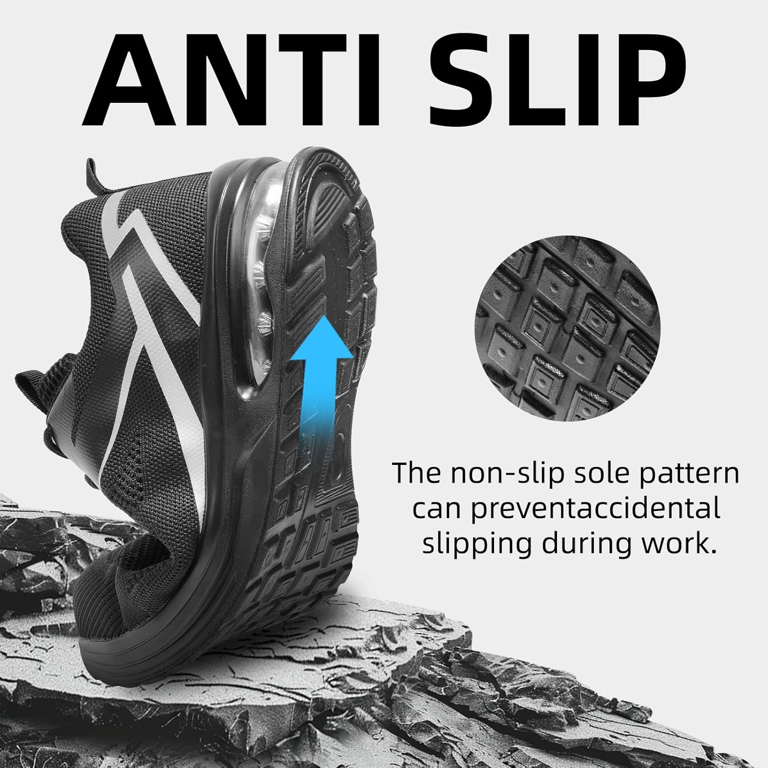 Furuian Composite Toe Shoes for Men Lightweight Safety Work Shoes Breathable Composite Toe Sneakers for Men Comfortable Indestructible Safety Work Sneakers