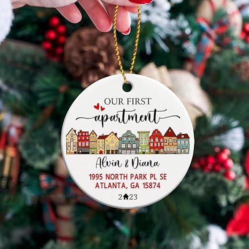 Vista 70 de Adorno de cerámica personalizado para la primera Navidad en nuestro nuevo hogar 2025, regalo de recuerdo de casa para parejas de recién casados