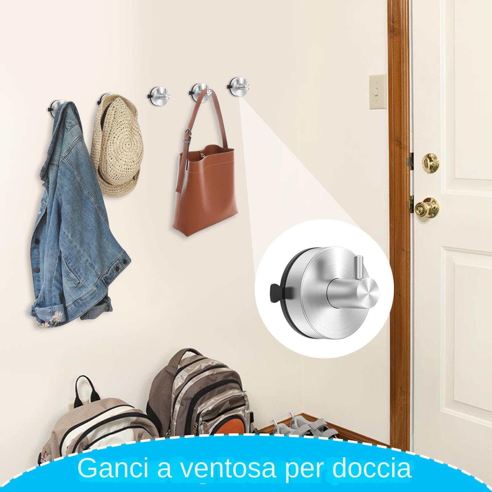 Set di 2 ganci a ventosa robusti per doccia interna, senza fori, per pareti del bagno, specchi, piastrelle per appendere asciugamani | Leroy Merlin
