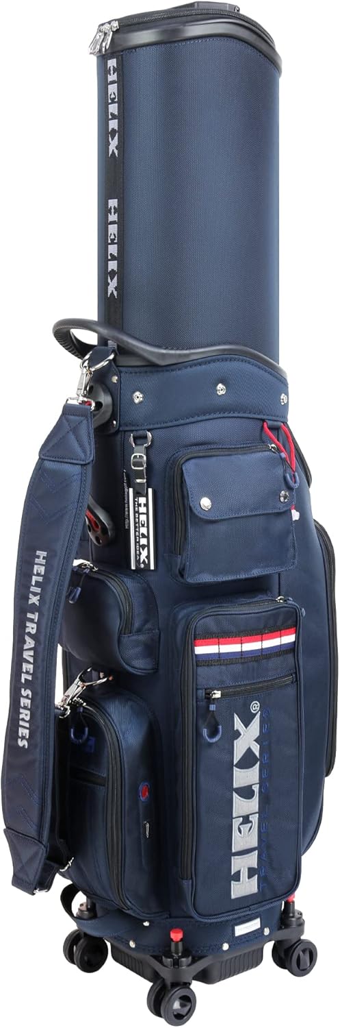 Best Cyber Deals 🔥 Helix-Golf Golf Cart Bag, Easy to Carry, Retractable Golf Club Cart Bag with Locking Wheels Chassis and Latest Integrated Handgrip.