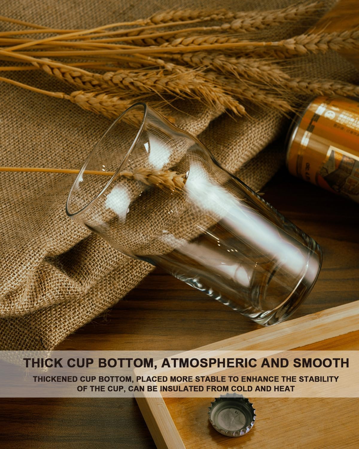 Pint Glasses,20oz British Beer Glass,Classics Craft Beer Glasses,Premium Beer Glass Tumbler Set of 4, Unique Design Beer Glasses Easy Stacking in The Cupboard - Image 3