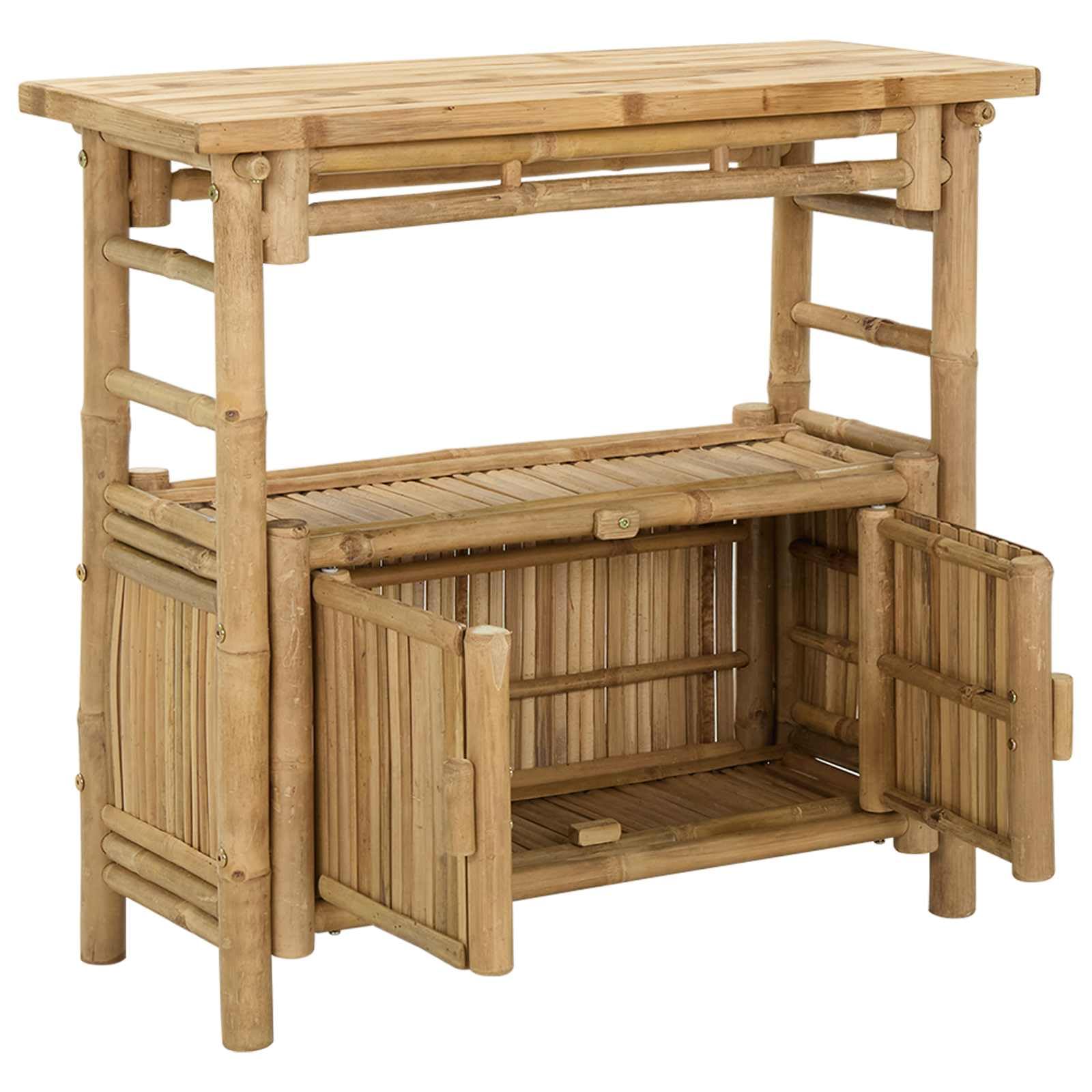 vidaXL Tavolo consolle con lo scaffale Naturale 80 x 35 x 75 cm Bambù