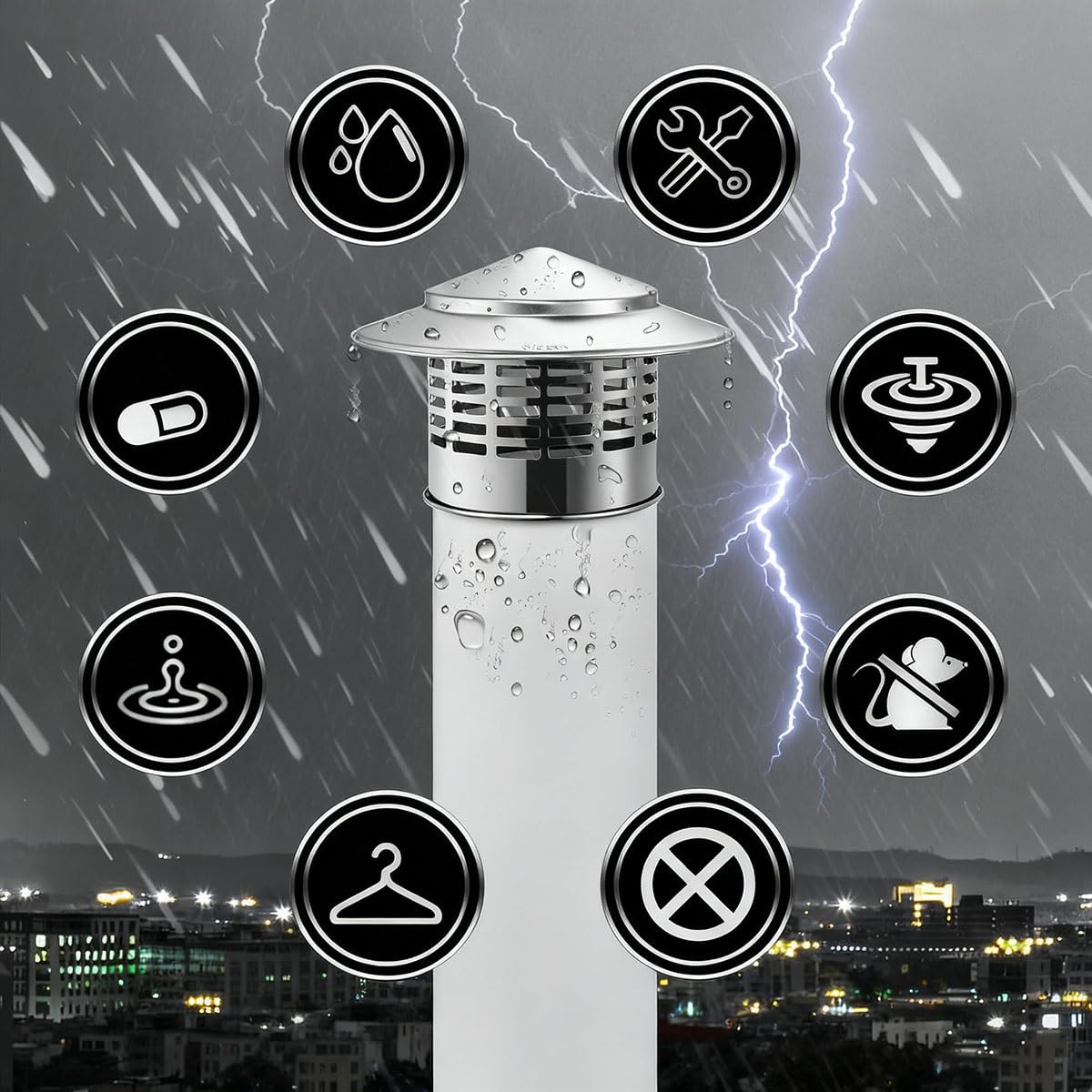 Acero Inoxidable 304 sombreretes de Chimenea 40 mm 50 mm 63 mm 75 mm, Parte Superior cónica sombrerete de Chimenea con Malla, Todo Weather sombreretes de Chimenea Techo Superior Vent