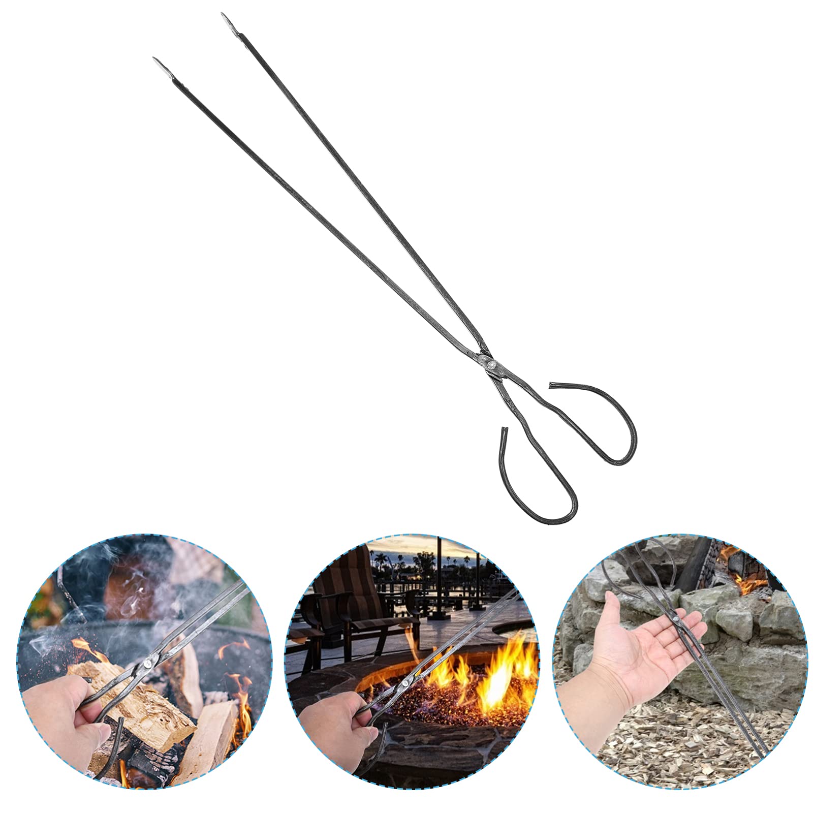 Angoily Pinzas de Tijera de Acero Inoxidable Pinzas de Carbón para Barbacoa Extra Largas para Cocinar Comida para Cocinar Barbacoa 60Cm