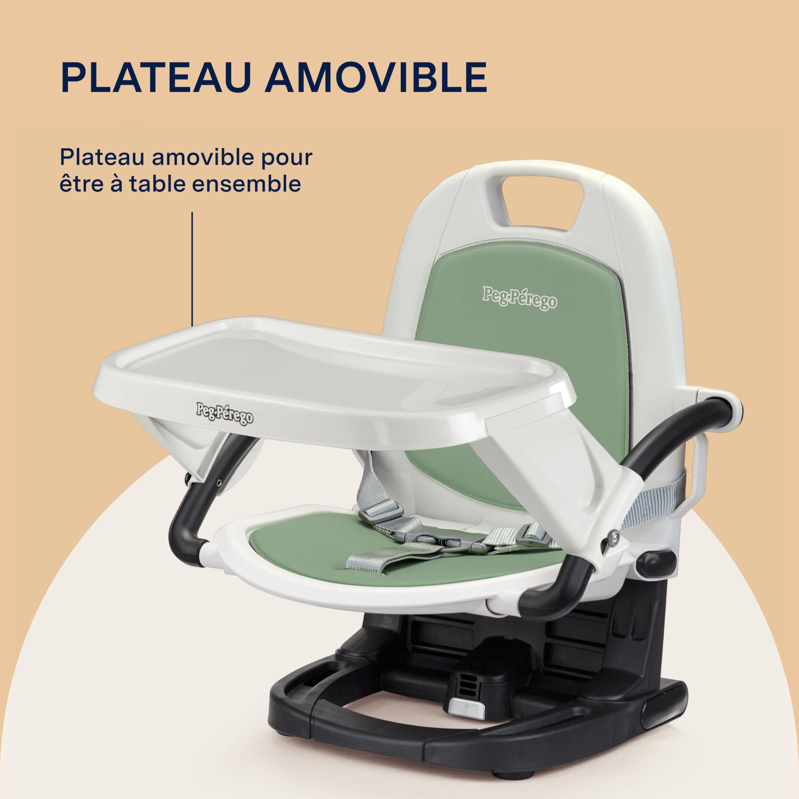 PEG Siège Rehausseur Rialto, Chaise Haute Portable et Réglable pour Bébé, Pliable et Compacte, Tablette Amovible, Idéale pour les Voyages et les Enfants de 6 mois à 3 ans (0-15 kg), Couleur Pétrole