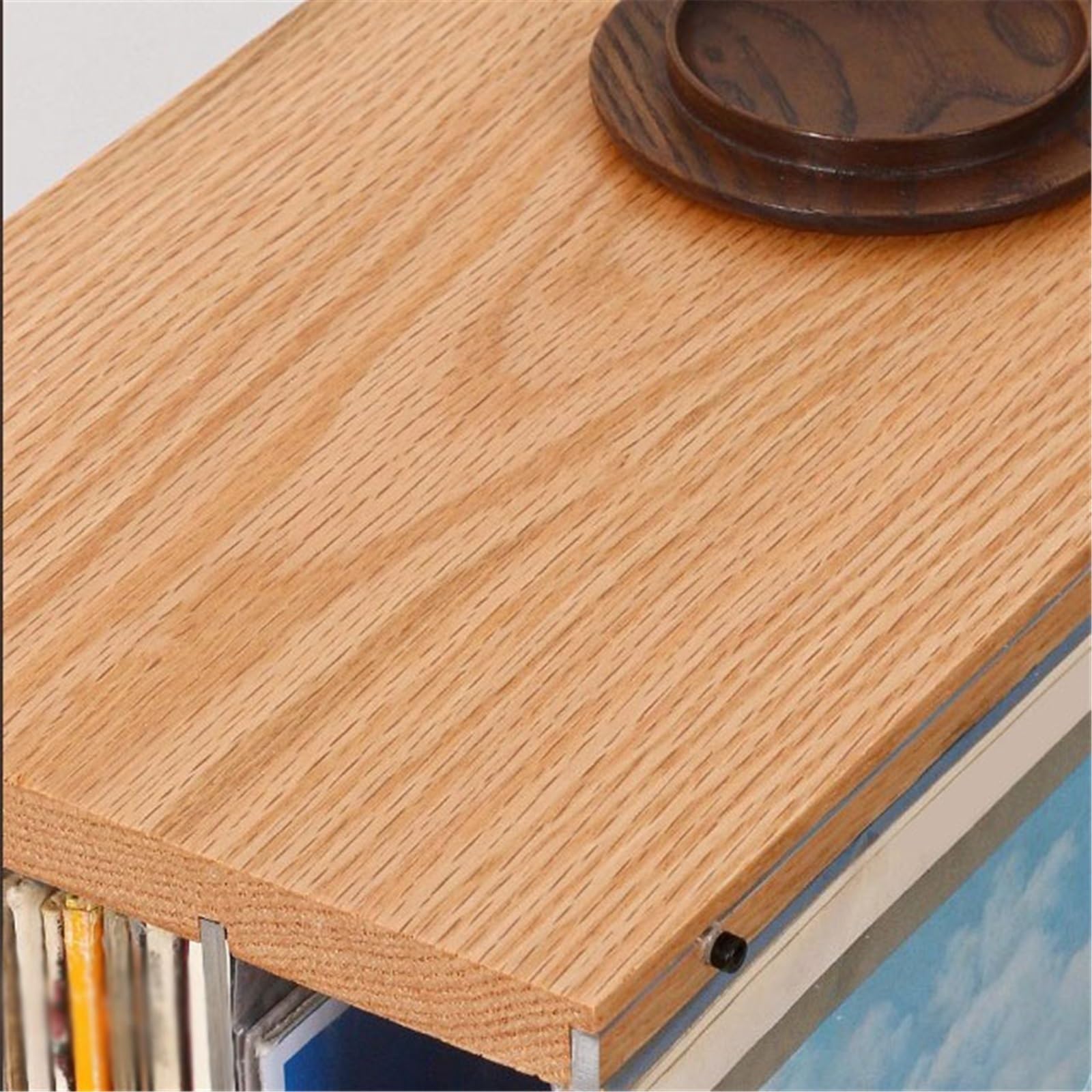 Scaffale per dischi in vinile, custodia per CD in legno con divisori in acrilico trasparente, supporto per dischi per l'organizzazione domestica, adatta per dischi in vinile standard