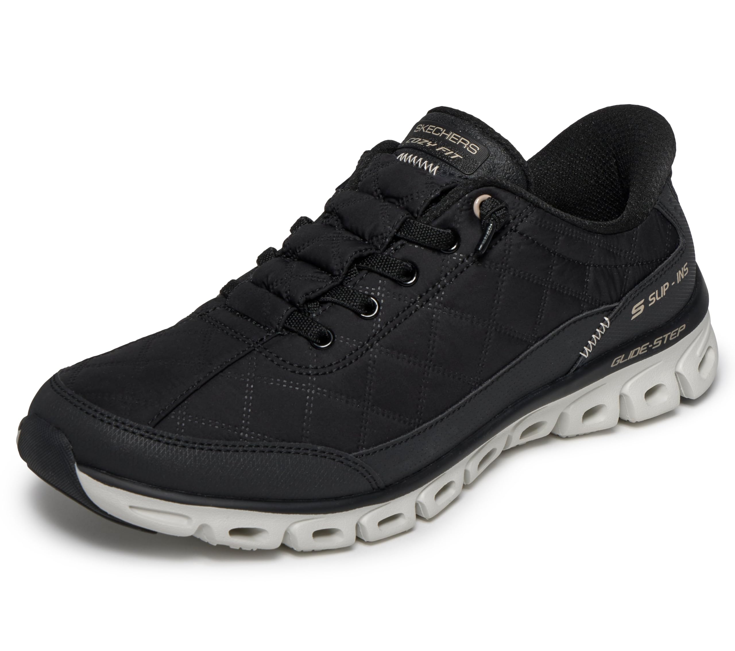 Skechers Women's Glide-Step At Ease Slip-in Trainers, Black Nylon, 3.5 UK