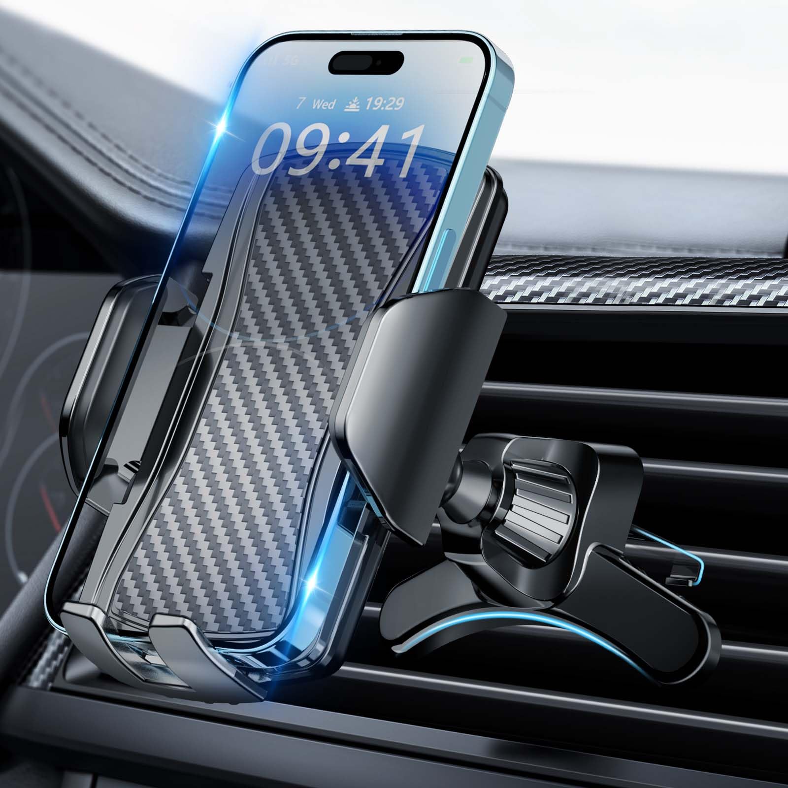 Brencco Car Vent Phone Holder 360° Rotation Car Phone Holder Hook Clip & Legs Double Support One Button Release Phone Holders for Cars Vent for iPhone, Galaxy, All 4.0''-7.0'' Smartphones