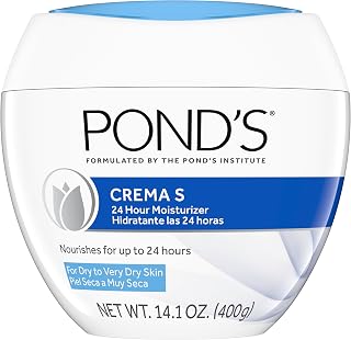 Pond's Crema S Nourishing Moisturizing Cream, Fragrance Free, 24HR Hydration for Dry Skin, 14.1 oz