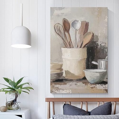 Miniatura 5 de Arte De Pared De Cocina De Campo, Impresiones En Lienzo Enmarcado, Utensilios De Cocina Y Alimentos, Pintura Rústica De Granja, Cocina, Comedor,