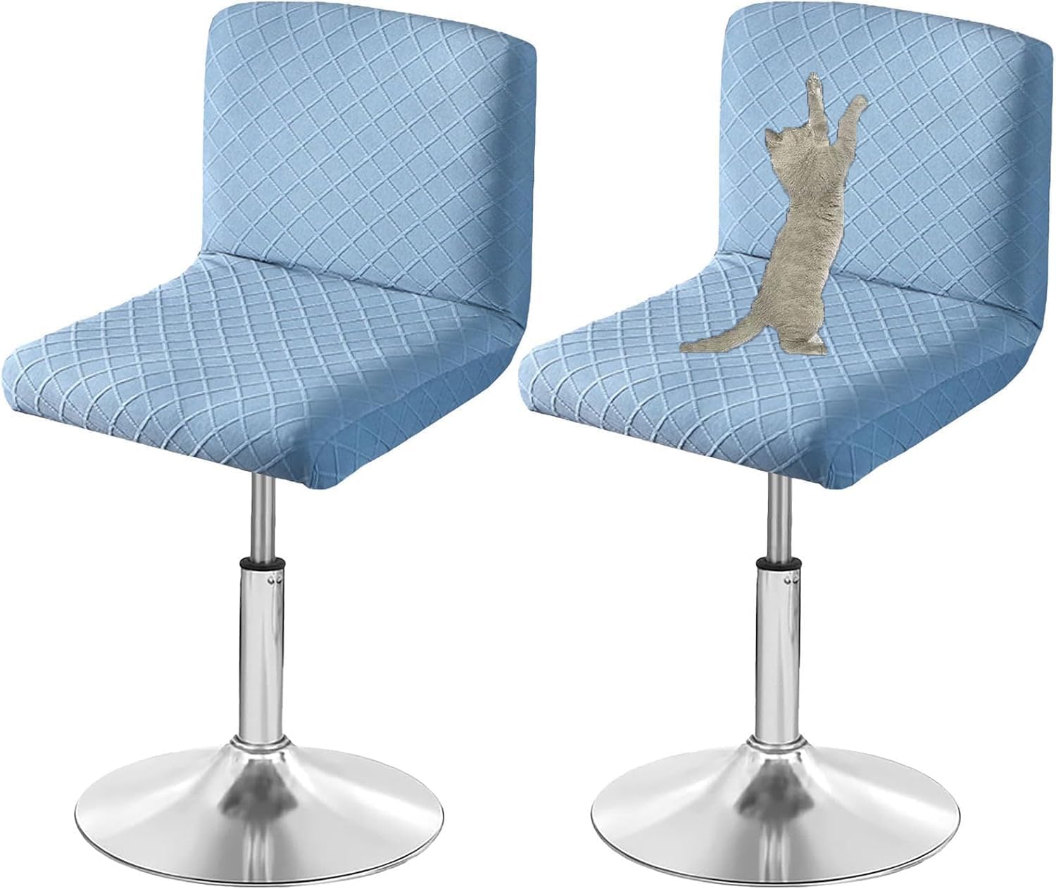 Bar Stool Covers Cat Scratch Proof, Stretch Swivel Bar Stool Chair Covers with Back, Washable Pub Chair Slipcover Furniture Protector (Blue,4 PCS)