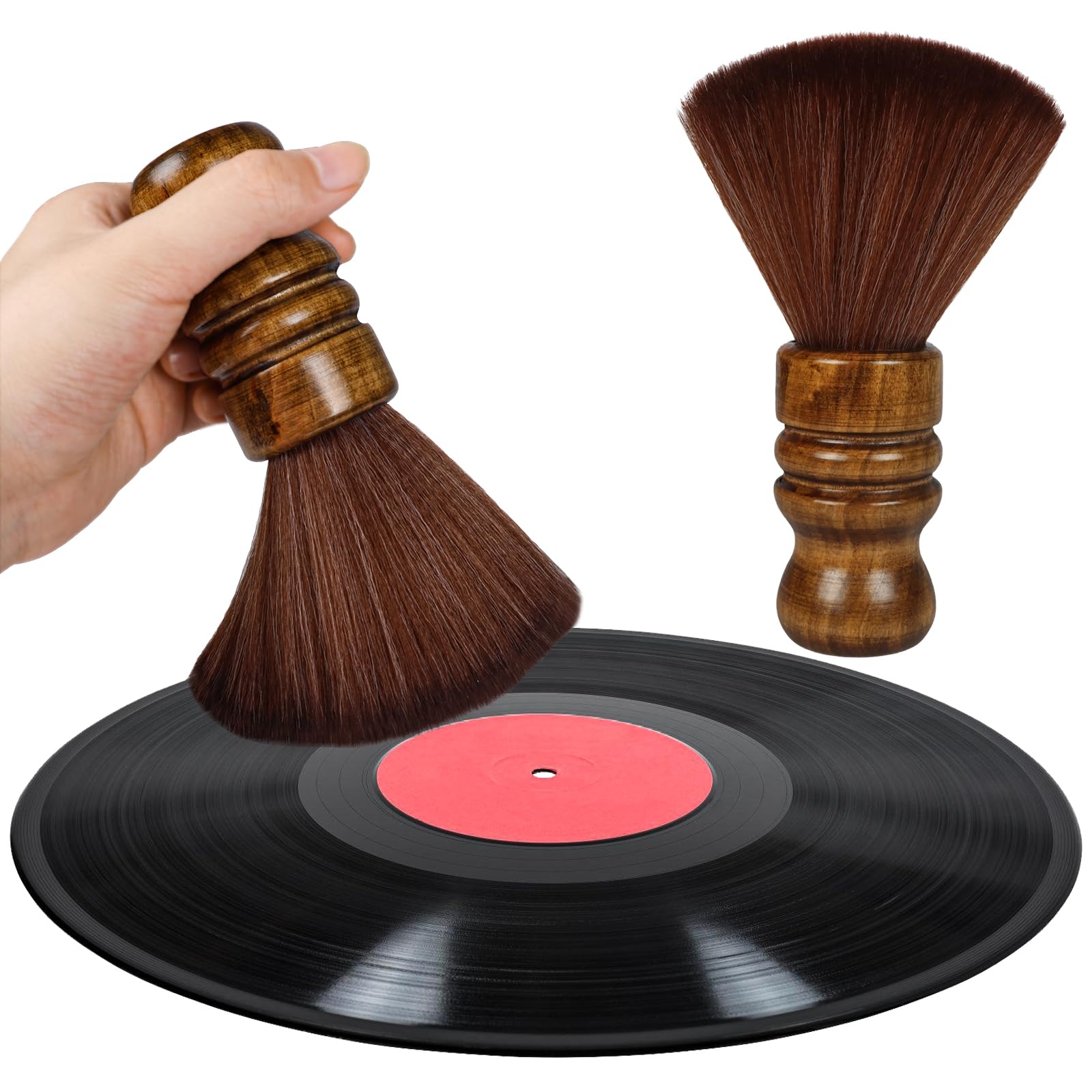 Nokiils Vinyl Record Cleaner Brush, Anti Static Dust Remover with Fine Fiber Bristles, Wood Record Brush Accessories for Vinyl Albums LP CD Cartridge (Dark Brown)