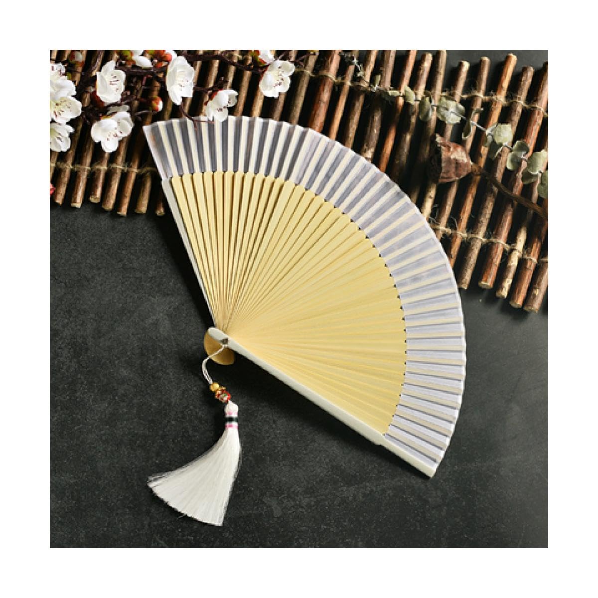 RWRAPS Faltfächer, klassischer Faltfächer, chinesischer Vintage-Faltkran-Fächer, japanischer Stil, Damen-Hochzeits-Handgeschenk-Fächer, tragbar, Ventilador, Teekanne (A3)