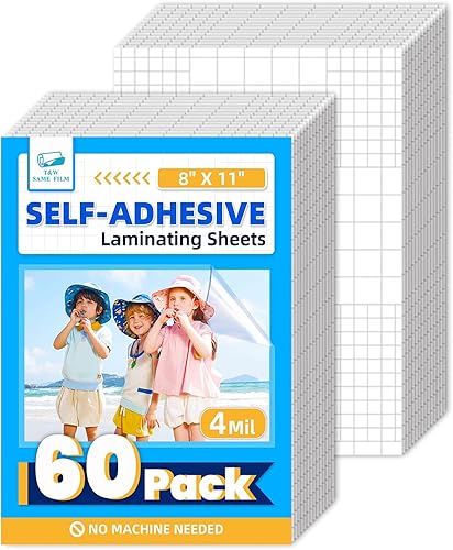 Miniatura 14 de T&W SAME FILM Paquete de 30 hojas de laminación autoadhesivas, 4 mil, capacidad para papel laminado de 8.5 x 11 pulgadas, hojas de laminación de 9 x